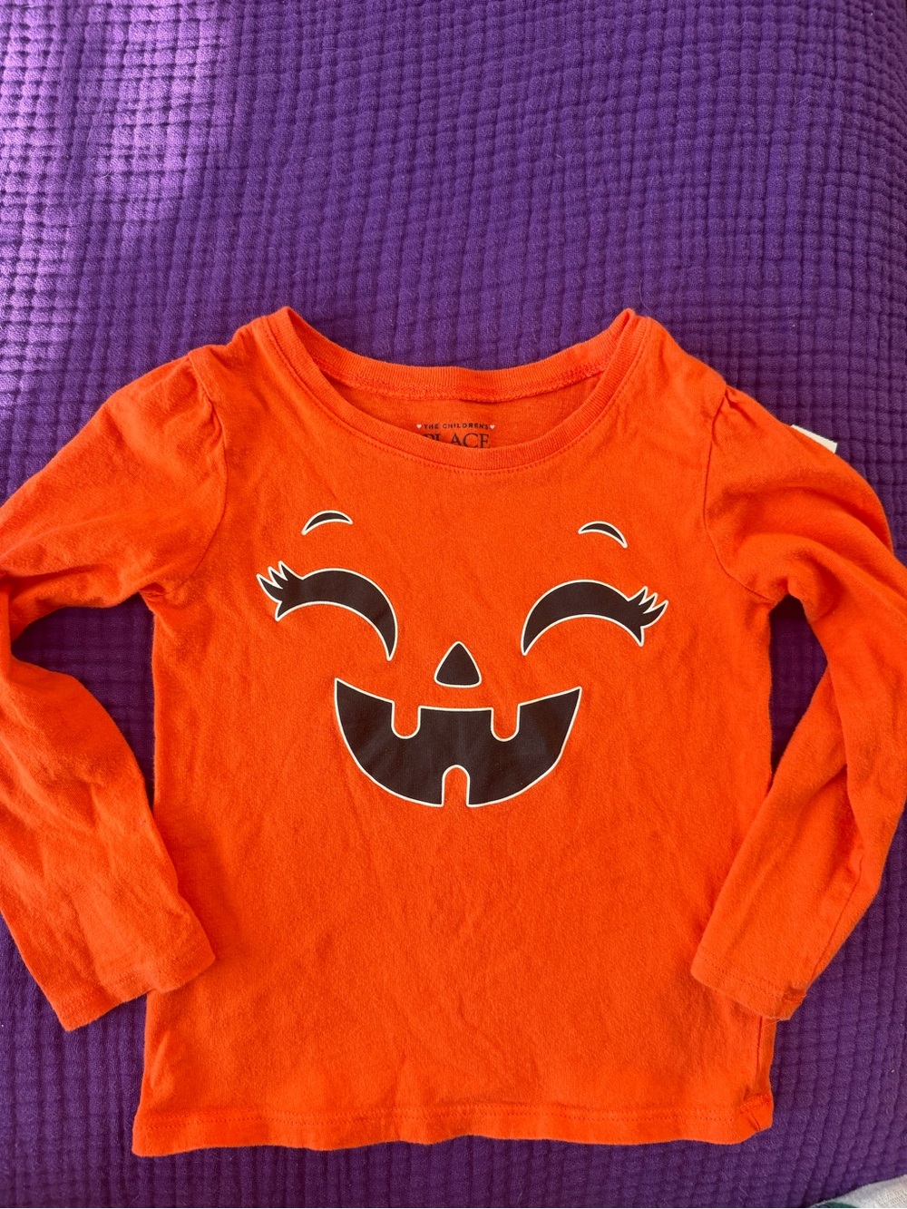 The Children's Place Orange Pumpkin Face Long-Sleeve Top